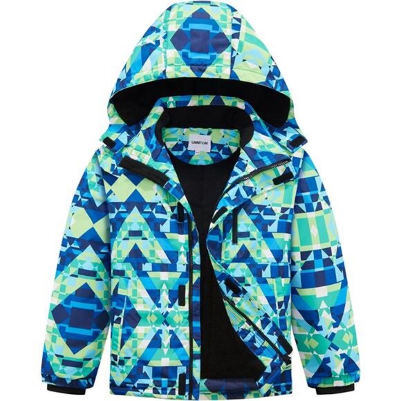 Boys Waterproof Ski Jacket Fleece Lined Winter Snow Coat Hooded Winter Jacket - Picture 1 of 7